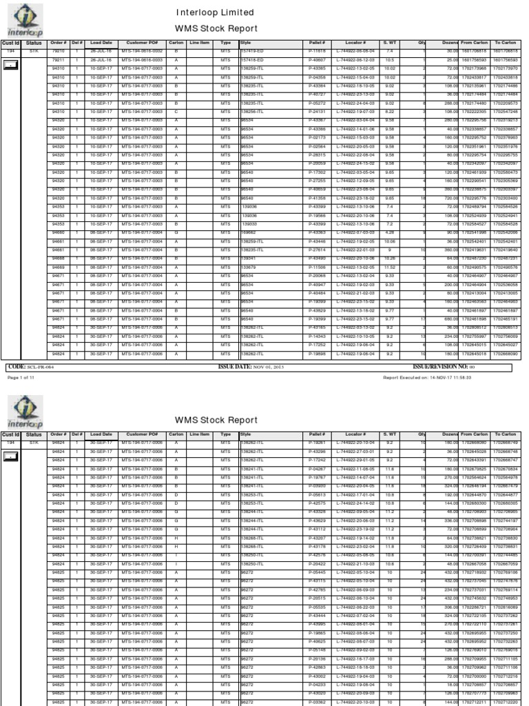 WMS Stock Report Overview | PDF | Freight Transport | Computing