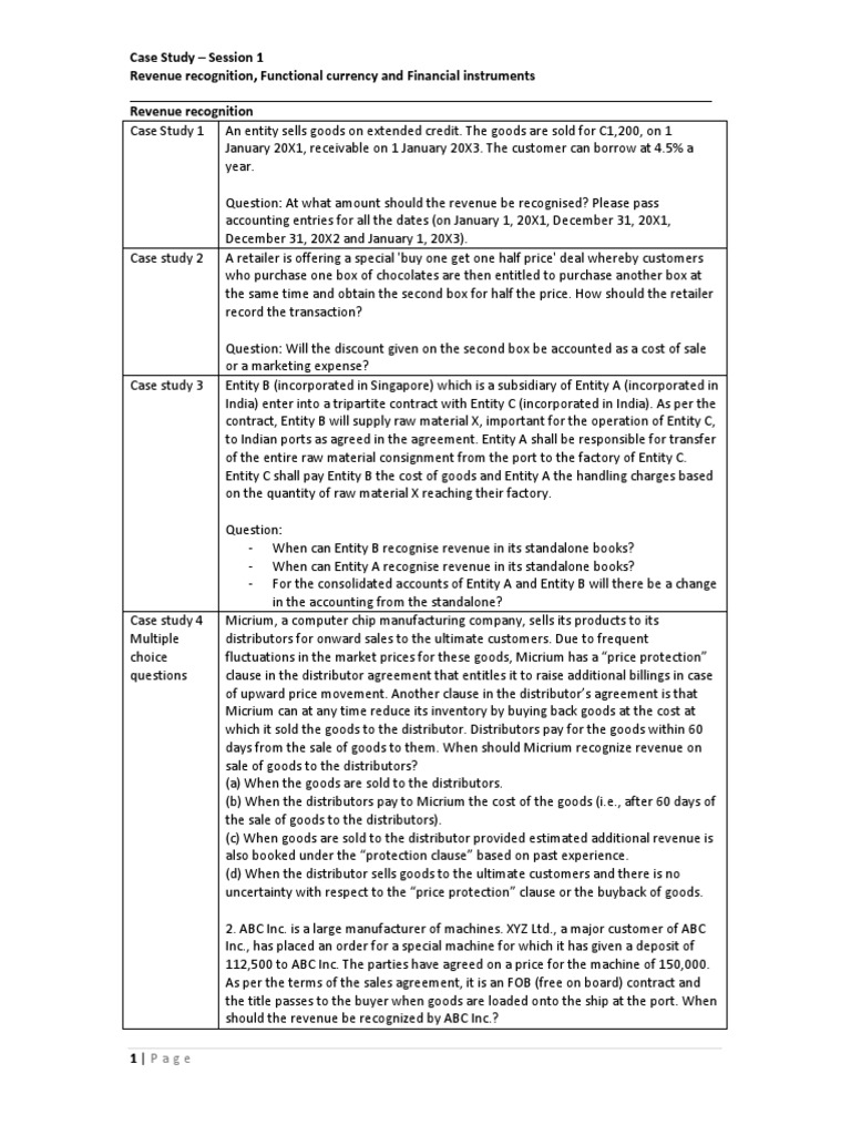 Case Study US CMA Revenue Recognition | PDF | Euro | Deferral
