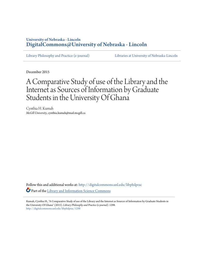 A Comparative Study of Use of The Library and The Internet As Sources ...