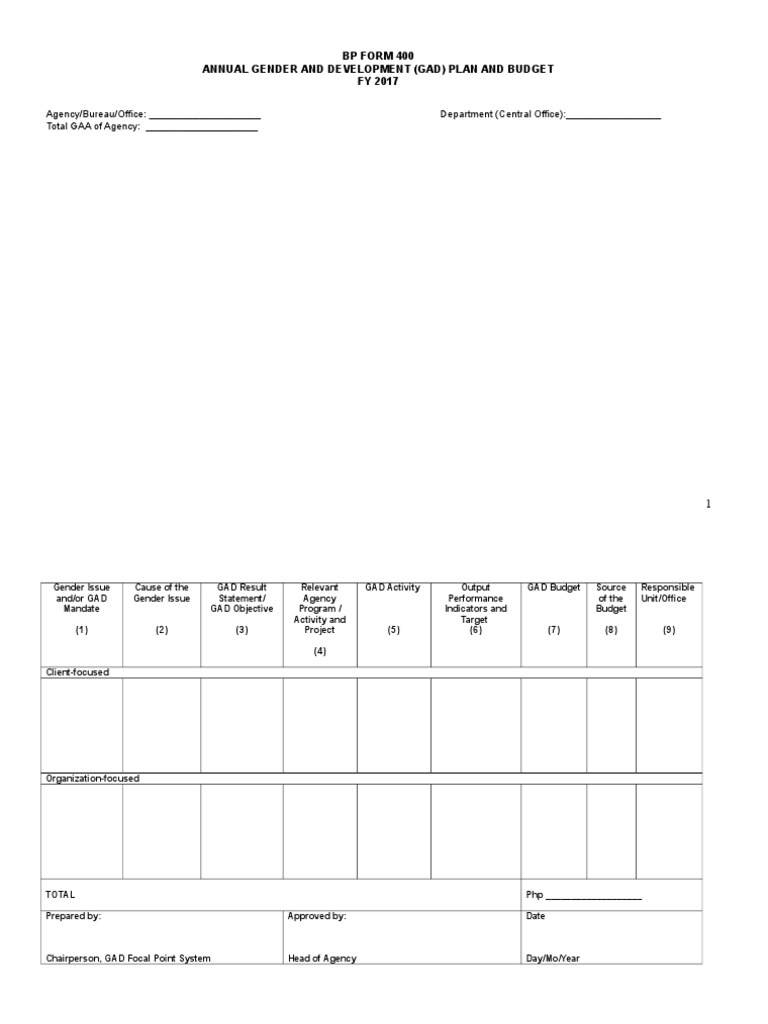 BP 400 (GAD Plan) - 4-13 | PDF