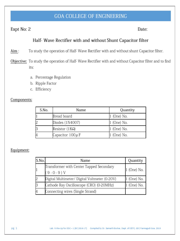Half-Wave Rectifier Lab Write-Up | PDF | Technology & Engineering