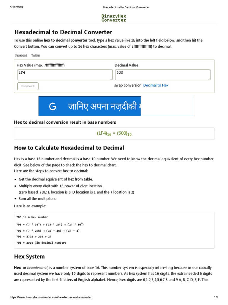 Hexadecimal To Decimal Converter | PDF | Naming Conventions ...