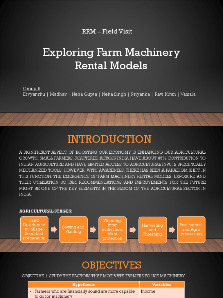 Exploring Farm Machinery Rental Models RRM Field Visit PDF Agricultural Machinery Farms