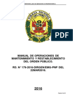 Manual de Operaciones de Mantenimiento Y Restablecimiento Del Orden Público. RD. #179-2016-DIRGEN/EMG-PNP DEL 22MAR2016