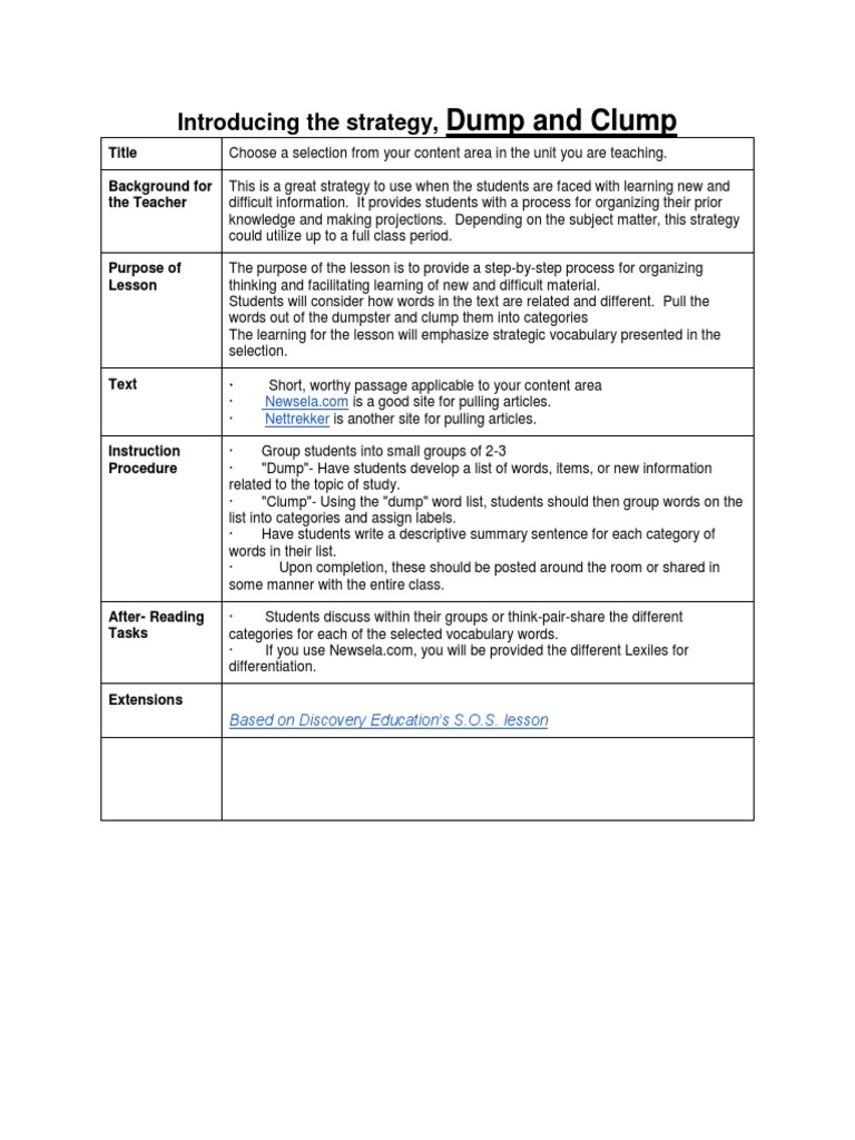Dump and Clump | PDF | Vocabulary | Neuropsychology