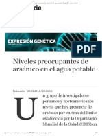 Niveles Preocupantes de Arsénico en El Agua Potable - Blogs - El Comercio Perú