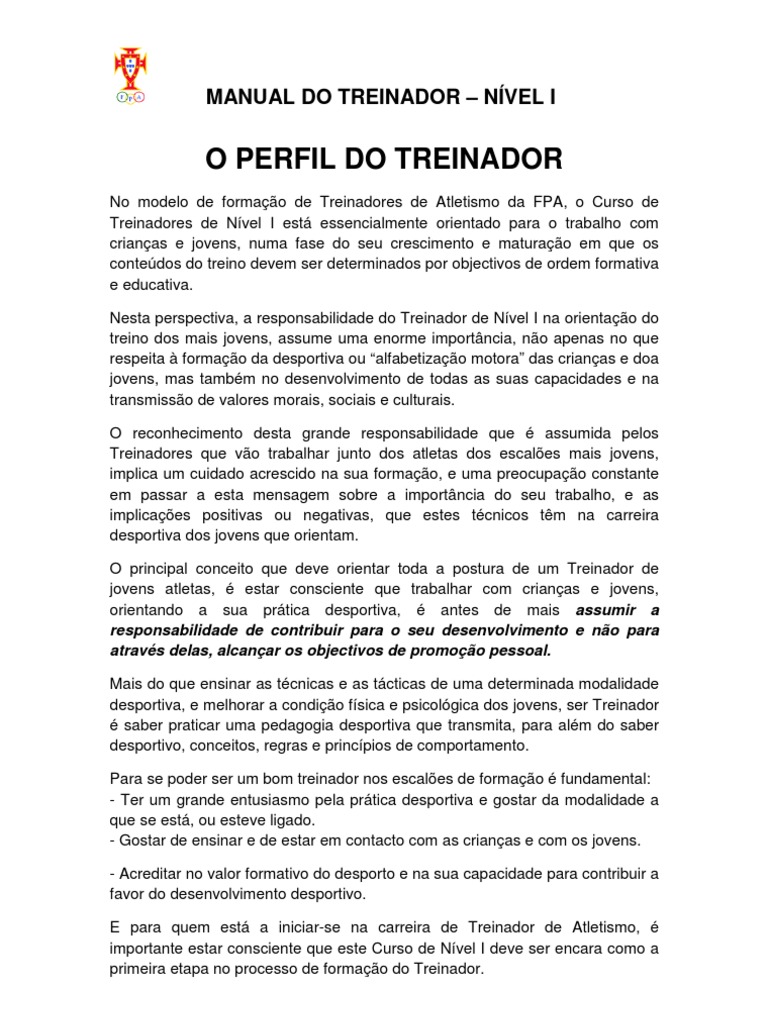 1 - O Perfil Do Treinador | PDF | Aprendizado | Atitude (Psicologia), image size:768x1024