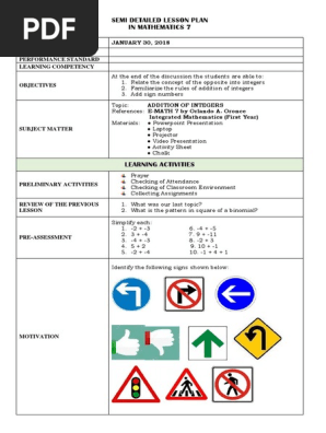 Lesson Plan Adding Integers
