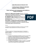 Ferrer Inscripcion de La Declaratoria de Herederos y Estado de Indivision