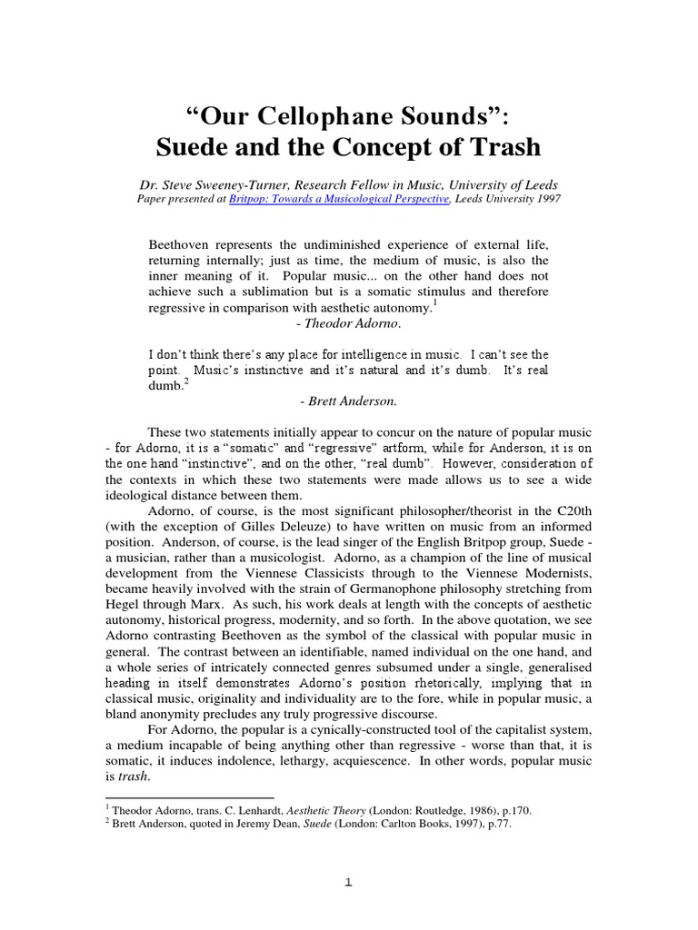 Our Cellophane Sounds (1997) PDF Friedrich Nietzsche Theodor W