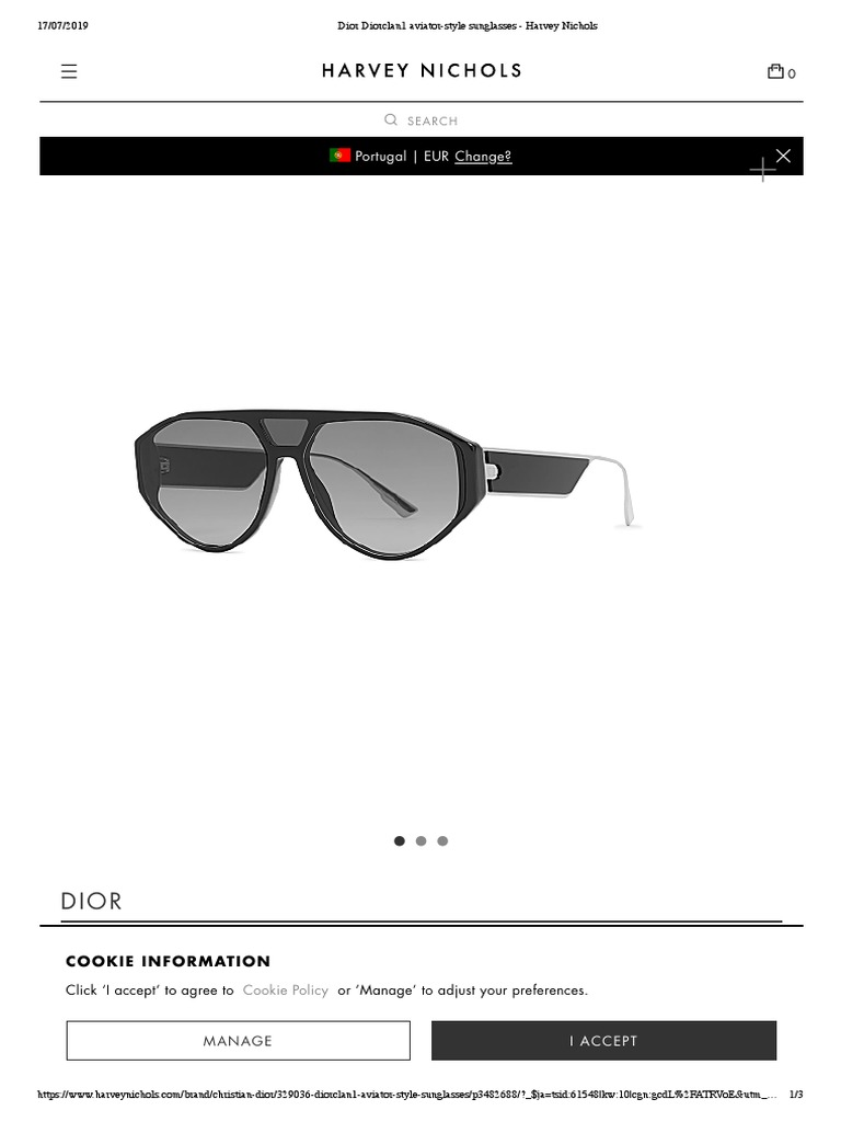 Dior Diorclan1 AviatorStyle Sunglasses Harvey Nichols PDF