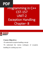 Programming in C++ CST-157 UNIT-2 Exception Handling Chapter-8