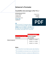 Scherrer's Formula:: Crystallite Size (Average in Å) K