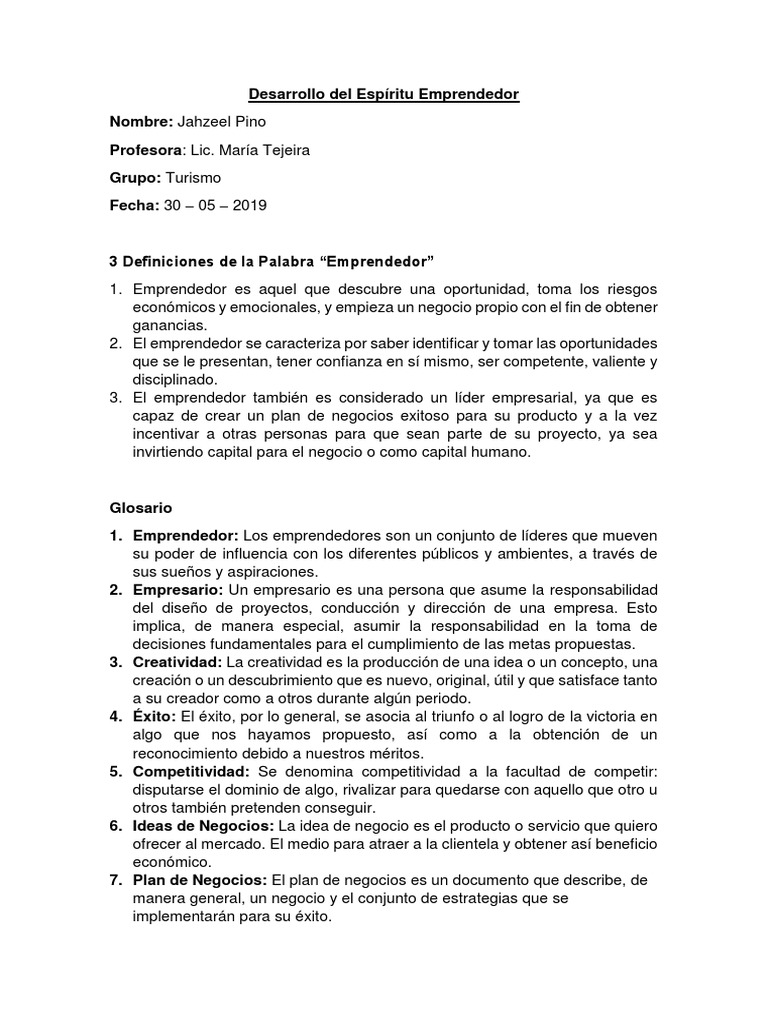 Desarrollo Del Espiritu Emprendedor | PDF | Iniciativa empresarial ...