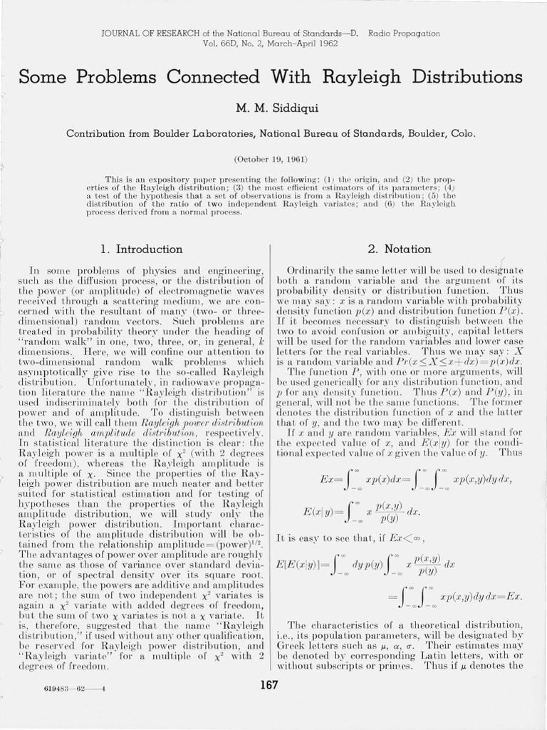 1962 Some Problems Connected With Rayleigh Distributions Median Estimation Theory