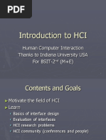 Introduction To HCI: Human Computer Interaction Thanks To Indiana University USA For BSIT-2 (M+E)