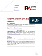 Problems of North-East People in Metro Cities of India: Need of Human Values For Happy and Healthy Life