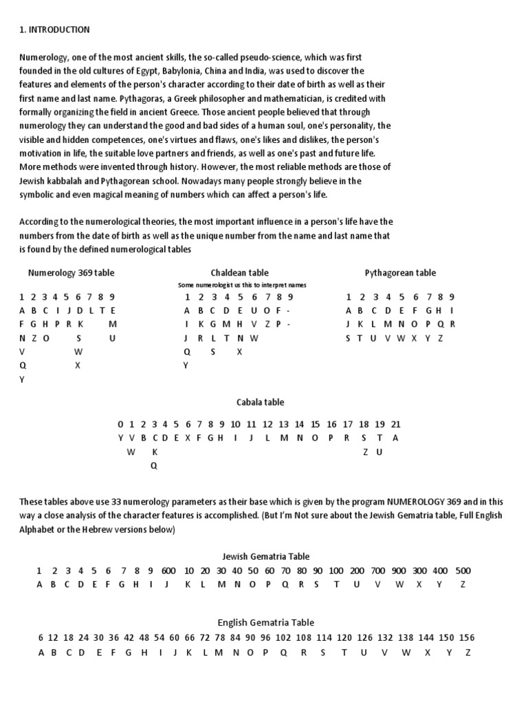 Numerology and Gematria Tables | PDF | Angel