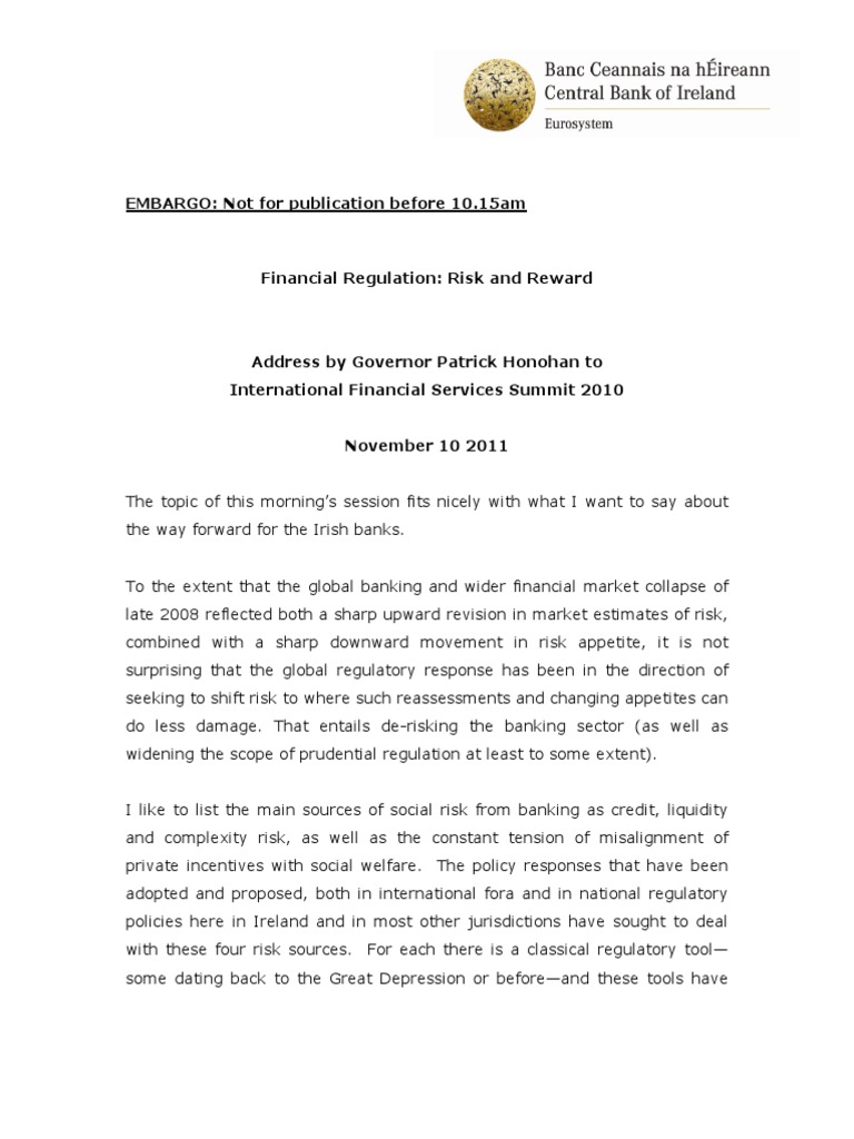 Financial Regulation in Irish Banking | PDF | Market Liquidity | Banks
