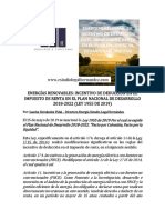 Energías Renovables: Incentivo de Deducción en El Impuesto de Renta en El Plan Nacional de Desarrollo 2018-2022 (Ley 1955 de 2019)