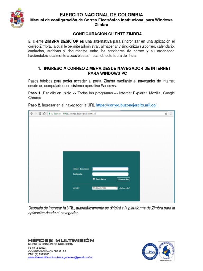 Configuración de Zimbra para el Ejército | PDF | Point and Click ...