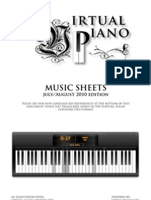 Music Sheets July And August Edition Piano Sheet Music - roblox piano sheets canon in c