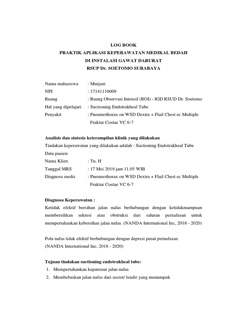 Suctioning Endotrakeal pada Pneumothorax | PDF | Sains & Matematika
