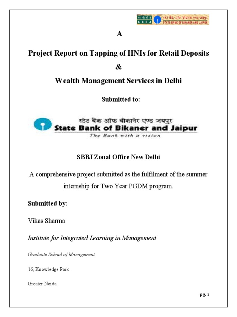 Summer Internship Project On Wealth Management PDF Investing Banks