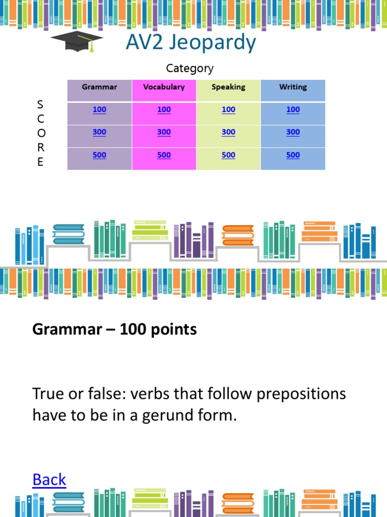 Advanced Jeopardy | PDF | Sentence (Linguistics) | Linguistic Typology