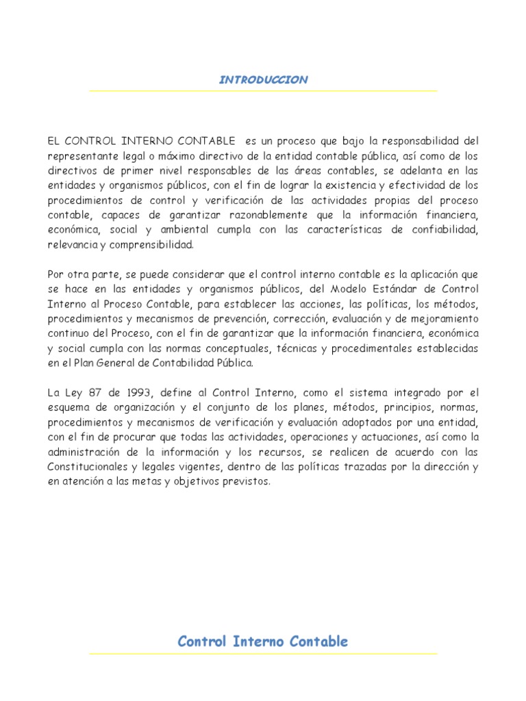 Control Interno Contable | PDF | Teneduría de libros | Contabilidad