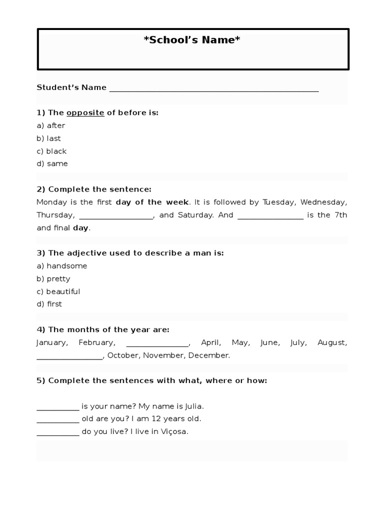 English Language Exercises for Students | PDF | Language Arts & Discipline