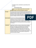 Tabla de caracteristicas que abordan la Sociedad Desde El Texto Multiculturalidad, Justicia Social y Pueblos Indígenas