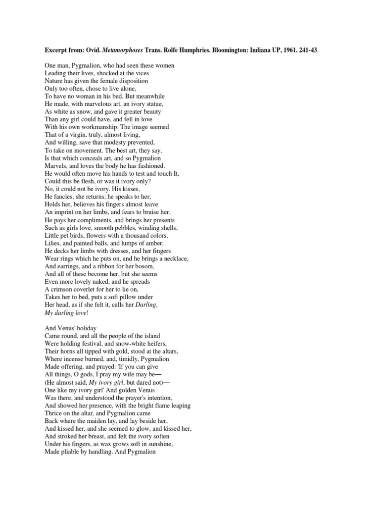 Pygmalion's Ivory Statue Comes to Life PDF