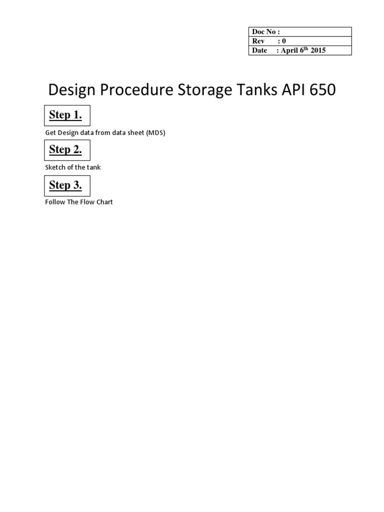Procedure Design Calculations Based On API 650 Storage Tanks | PDF