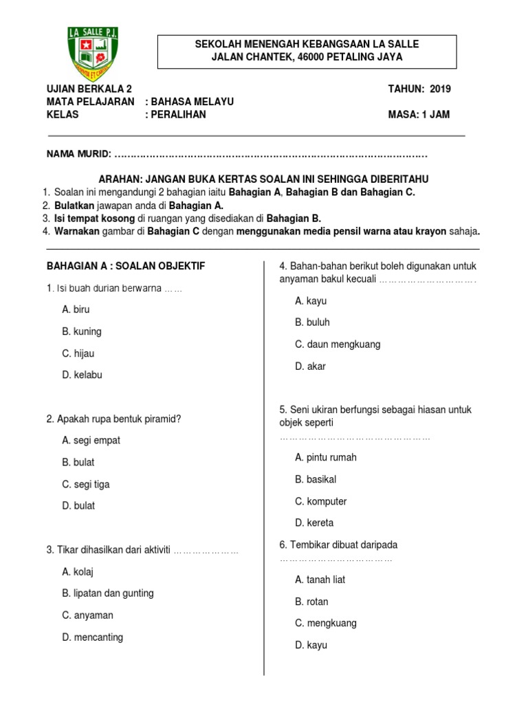 Soalan Ubk 2 Psv Peralihan