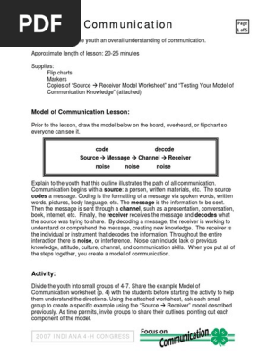 Model Of Communication Lesson Communication Cognition