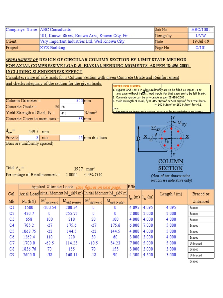 Circular Column Design PDF Chemistry Applied And