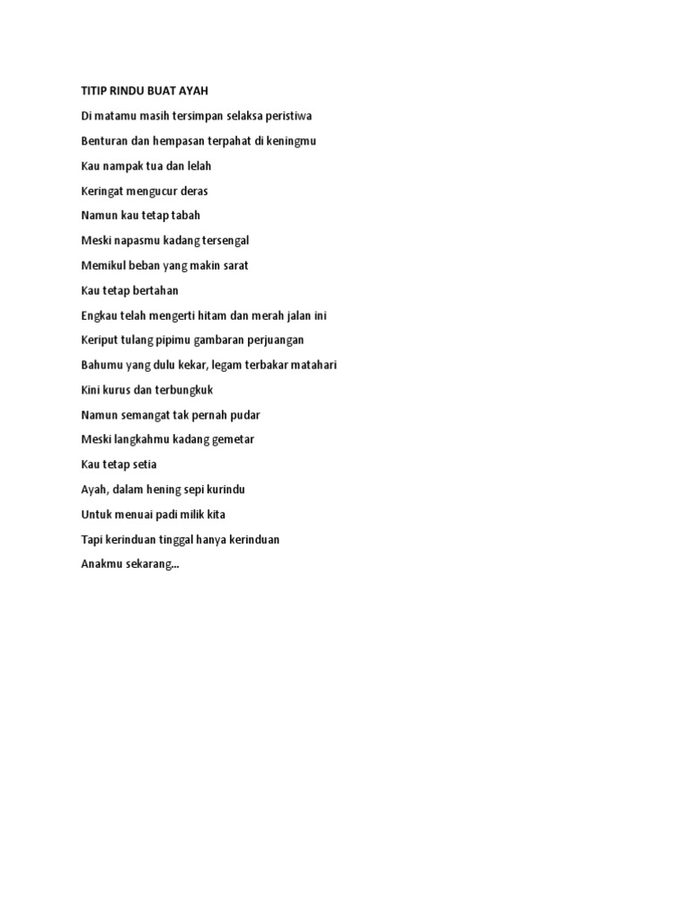 Lirik Lagu Titip Rindu Buat Ayah