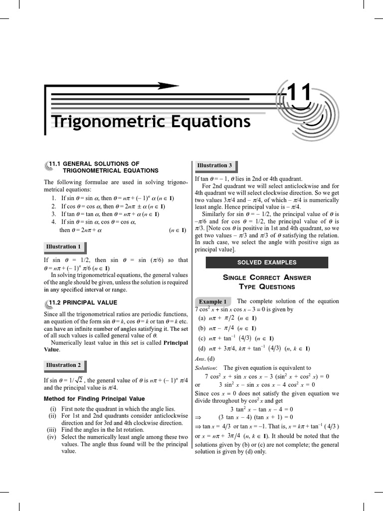 Trigonometric Equations Sine Trigonometric Functions