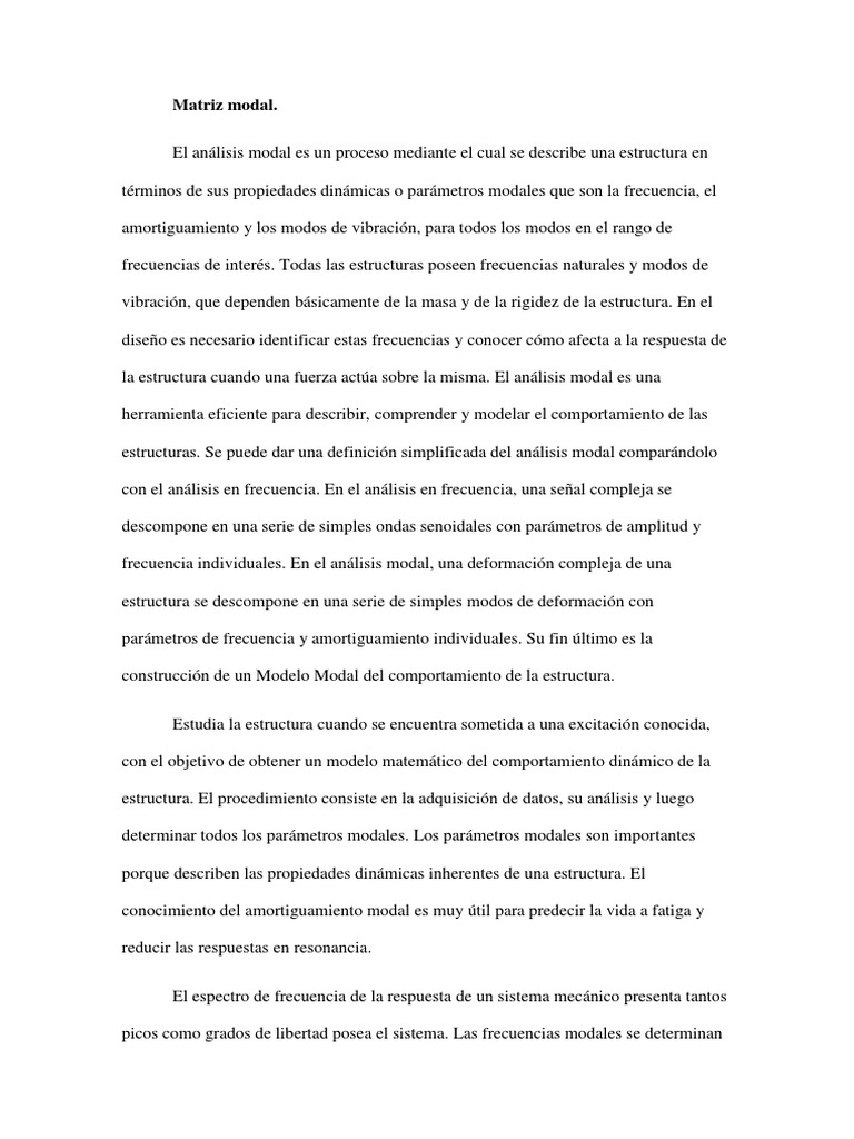 Matriz Modal | PDF | Matriz (Matemáticas) | Ecuaciones