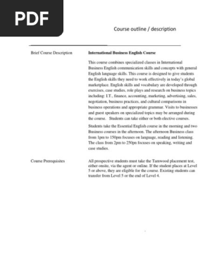 Business English Course Outline