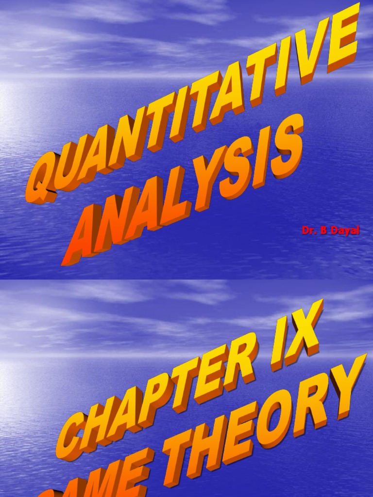 CHAPTER 9 Game Theory PDF Quantitative Research Mathematical Economics