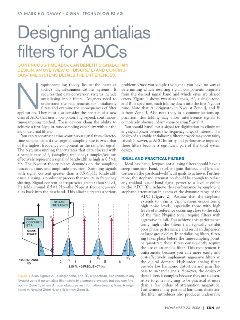 Antialiasing Filter Design for ADCs | PDF | Analog To Digital Converter ...