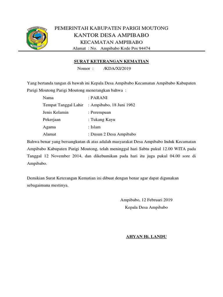 Surat Keterangan Kematian Pdf