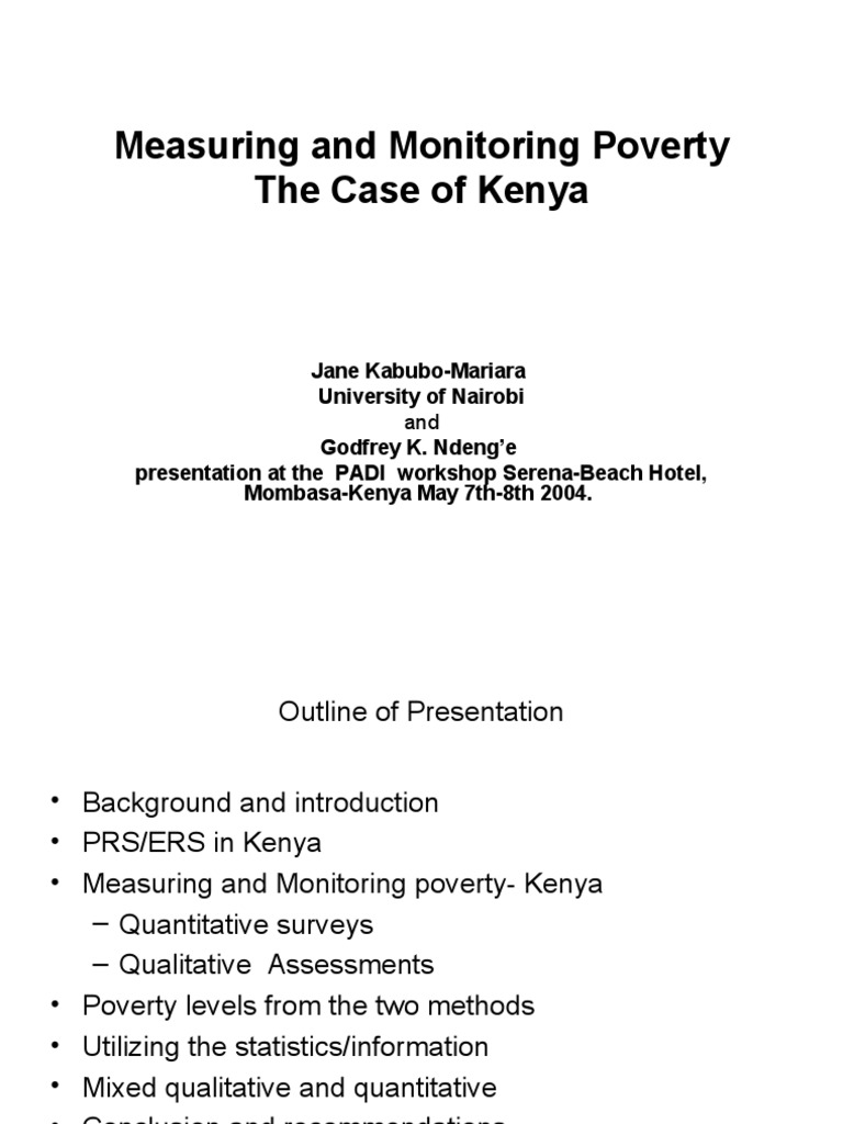 Poverty Measurement in Kenya: Insights and Methods | PDF | Poverty ...
