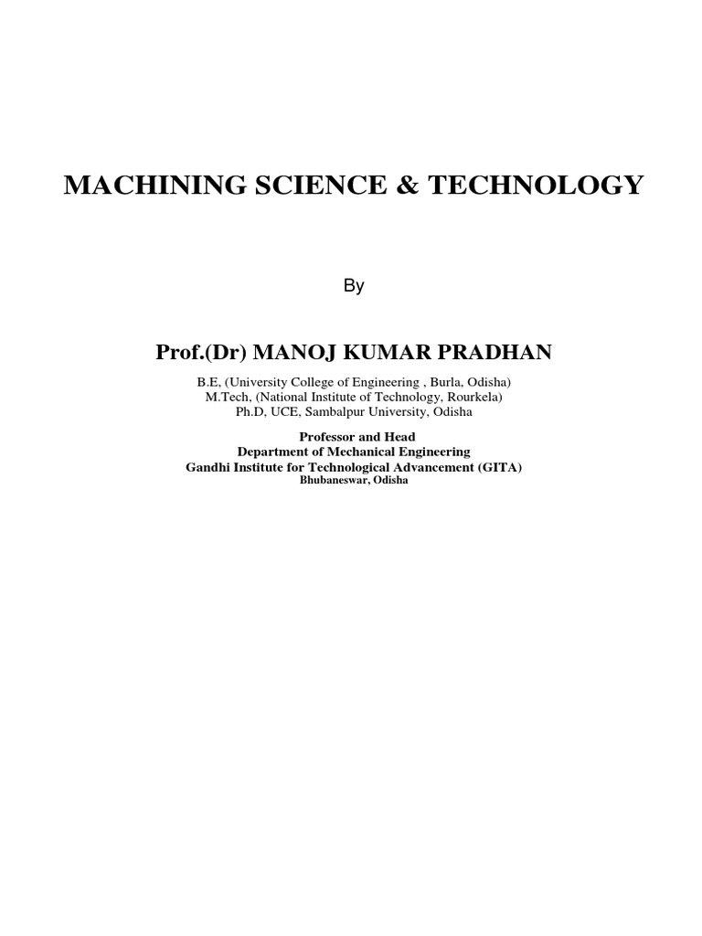 Machining Science and Technology Overview | PDF | Machining | Fracture