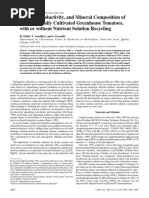 Growth, Productivity, and Mineral Composition of Hydroponically Cultivated Greenhouse Tomatoes, With or Without Nutrient Solution Recycling