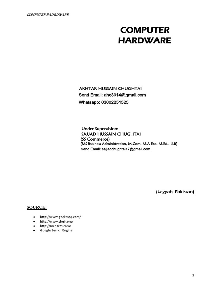 Computer Hardware Test Data PDF Printer Random Access