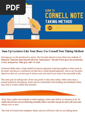 Guide to Cornell Note Taking Method