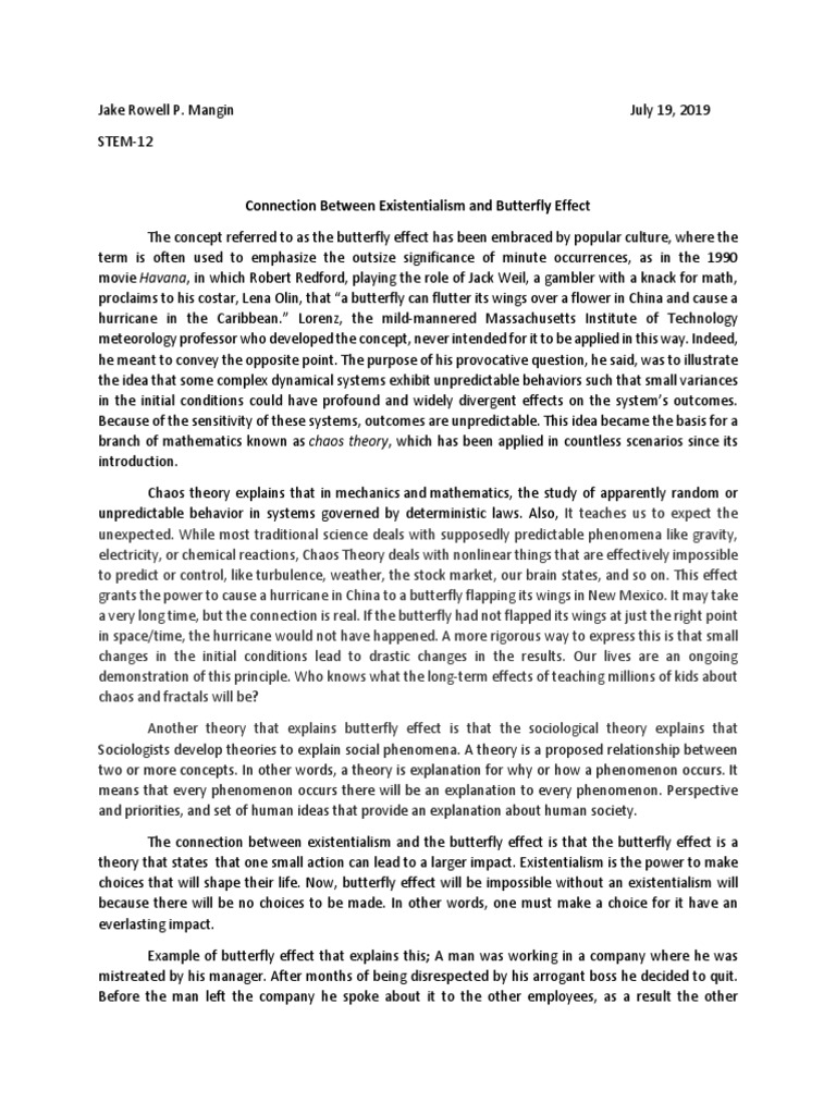 Butterfly EffectPhilosophy PDF Chaos Theory Academic Discipline